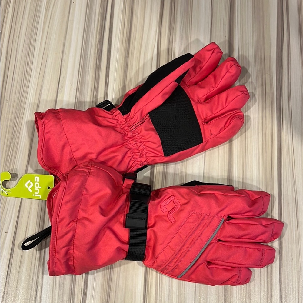 Red Insulated Mittens with Adjustable Straps
